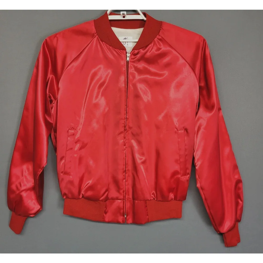 Vintage 1983 Tee Jays Satin Bomber Alabama On Tour Jacket Large Red Band Concert